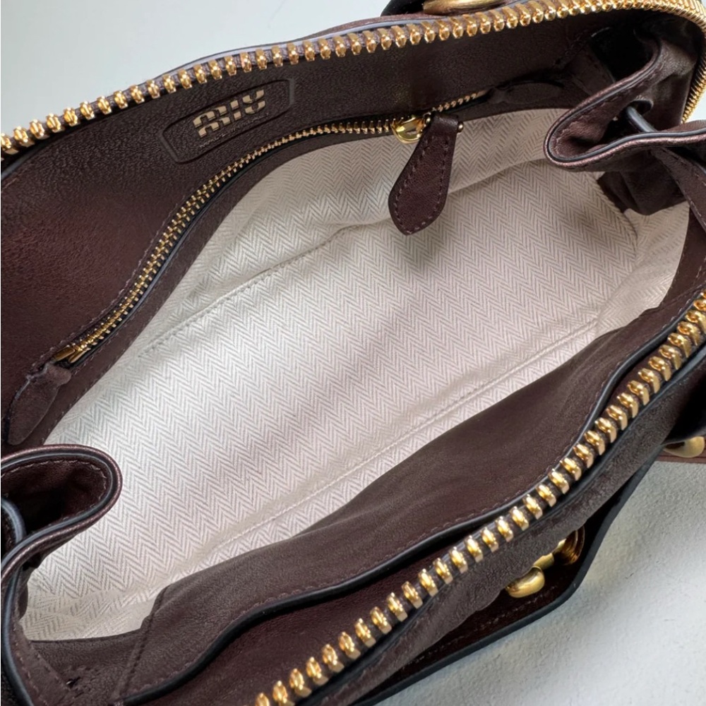 Miu Miu Brown and Gold Leather Satchel - Picture 3 of 9